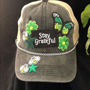 Stay Grateful Patch Hat with Green and Yellow Accents